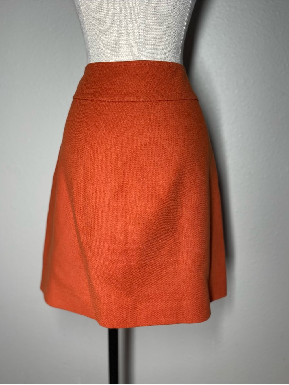 Ann Taylor Orange Textured Mini Pencil Skirt Size 4 Side Zip Cotton Stretch